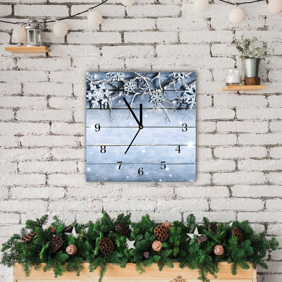 Glass Kitchen Clock Holy Snowflakes Winter Frost