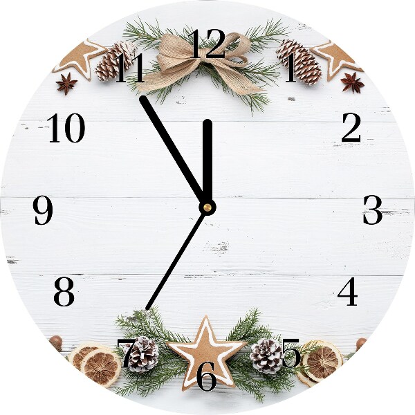 Glass Wall Clock Round Christmas Holiday Gingerbread