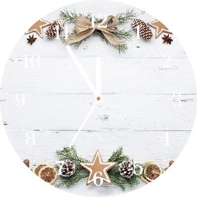 Glass Wall Clock Round Christmas Holiday Gingerbread
