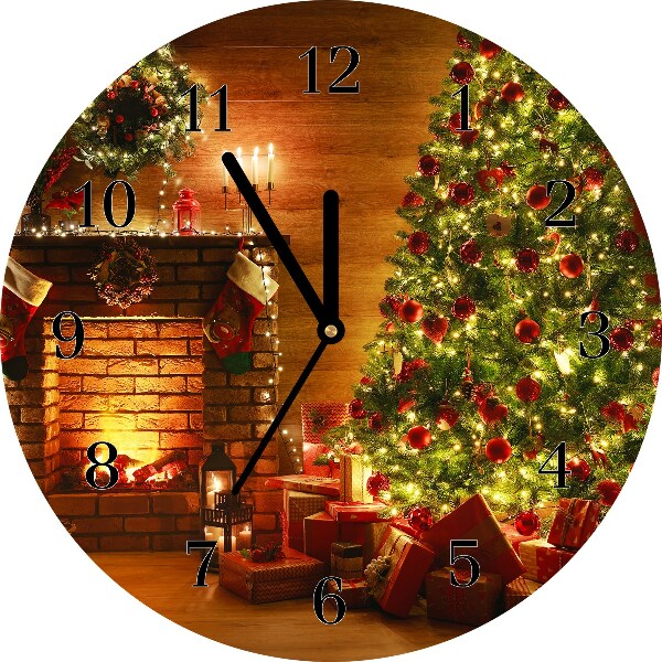 Glass Kitchen Clock Round Christmas Fireplace Christmas Gift