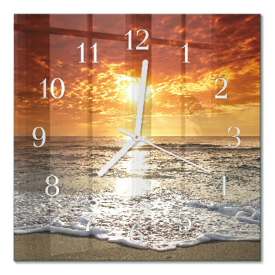 Square wall clock Beach sea