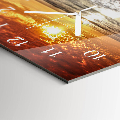 Square wall clock Beach sea