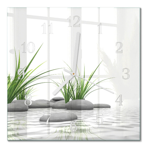 Glass wall clock square Stones