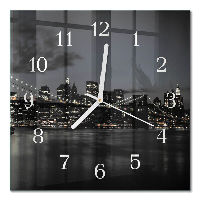 Glass wall clock square Horizontal bridge