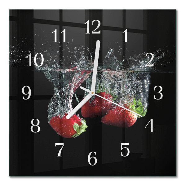 Square kitchen clock Strawberries