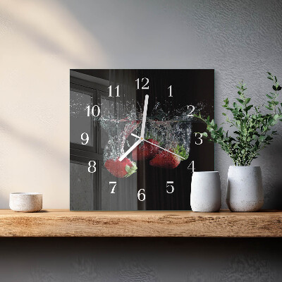 Square kitchen clock Strawberries