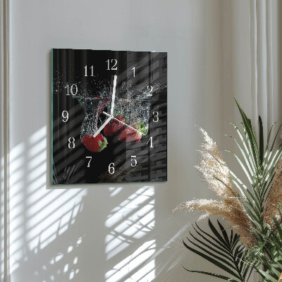 Square kitchen clock Strawberries