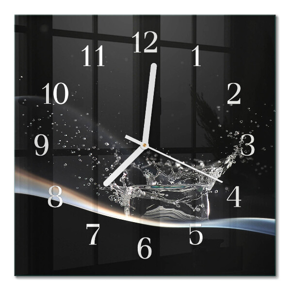 Glass wall clock square Water
