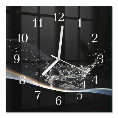Glass wall clock square Water