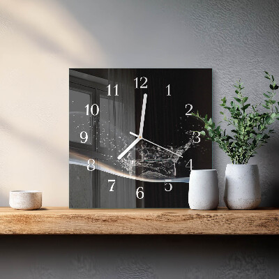 Glass wall clock square Water