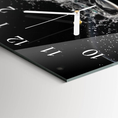 Glass wall clock square Water