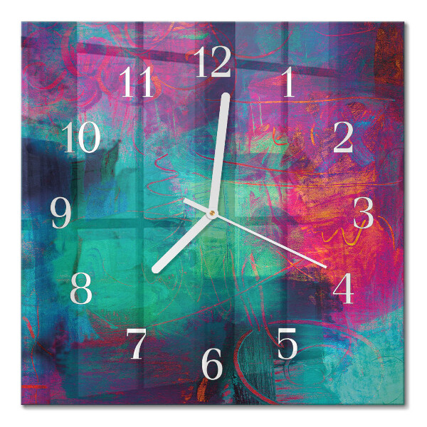Square kitchen clock Colorful picture