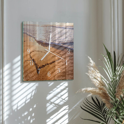 Square wall clock Heart of the beach