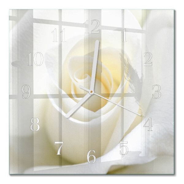 Square wall clock White rose