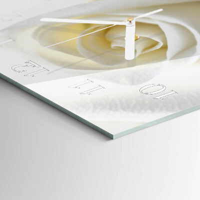 Square wall clock White rose