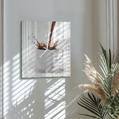 Glass clock square A cup of coffee