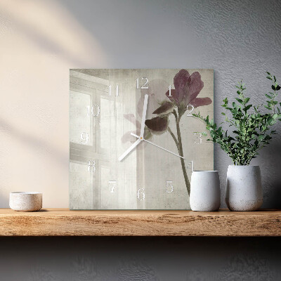 Square kitchen clock Vintage flower
