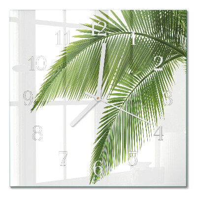 Glass wall clock square Palm leaves