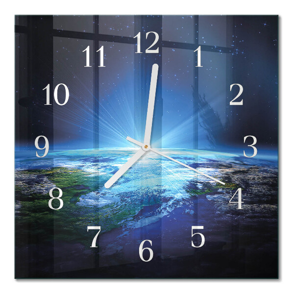Glass clock square Earth's universe