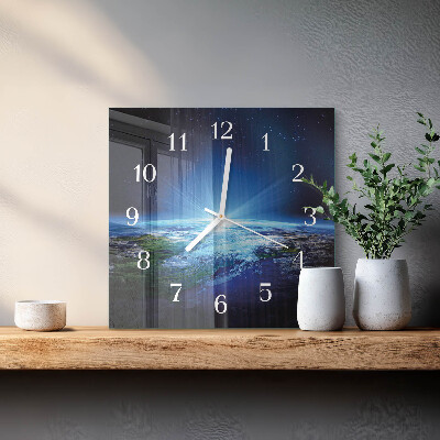 Glass clock square Earth's universe