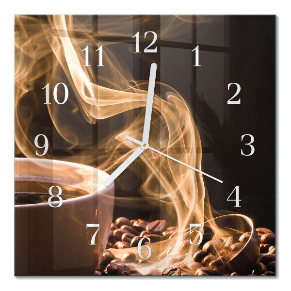 Square kitchen clock A cup of coffee
