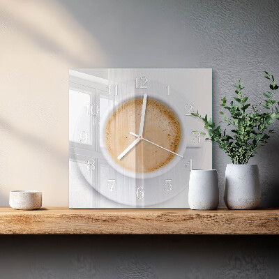 Square kitchen clock A cup of coffee