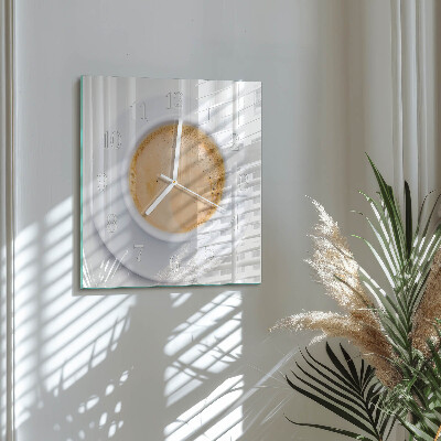 Square kitchen clock A cup of coffee