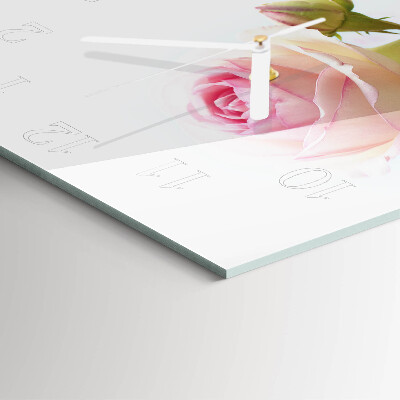 Glass wall clock square Rose