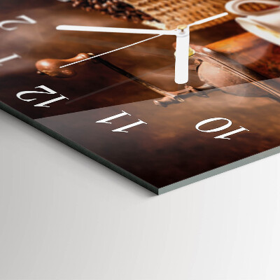 Glass clock square A cup of coffee