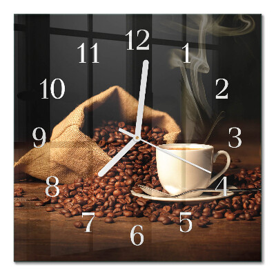 Glass clock square Coffee beans