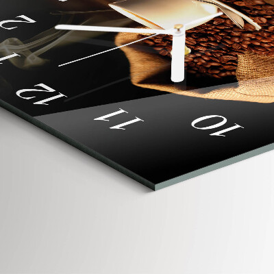 Glass clock square Coffee beans
