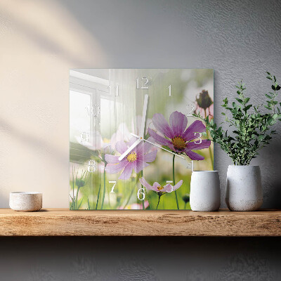 Glass clock square Meadow