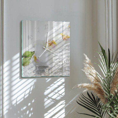 Glass wall clock square Orchid