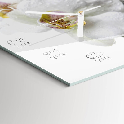 Glass wall clock square Orchid