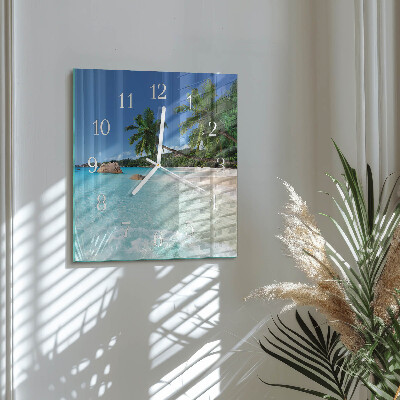 Glass clock square Beach