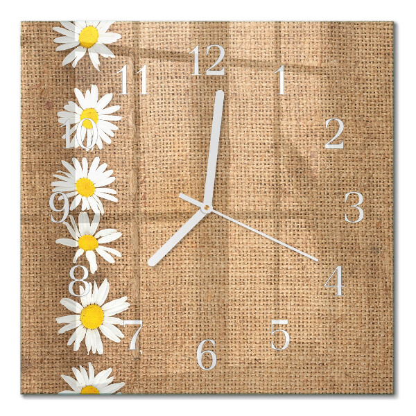 Glass clock square Daisy