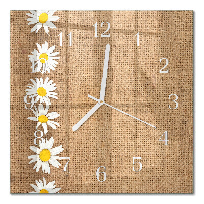 Glass clock square Daisy
