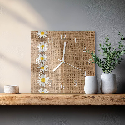 Glass clock square Daisy