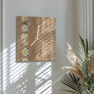 Glass clock square Daisy
