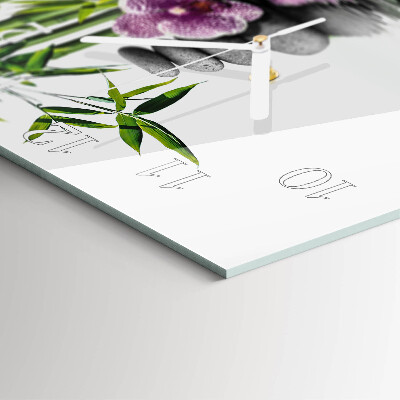 Glass wall clock square Flowering tree