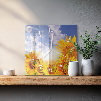 Square kitchen clock Sunflowers