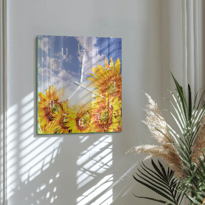 Square kitchen clock Sunflowers