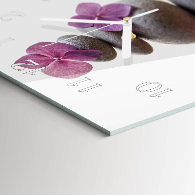 Glass clock square Spa stones