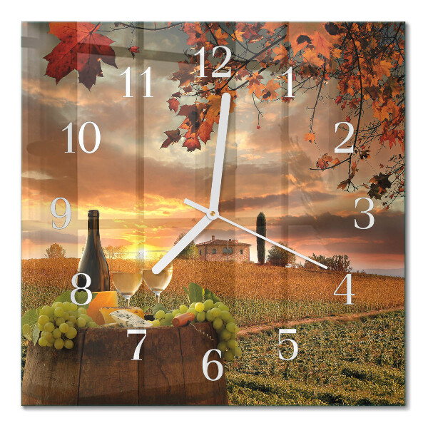 Glass wall clock square Nature wine