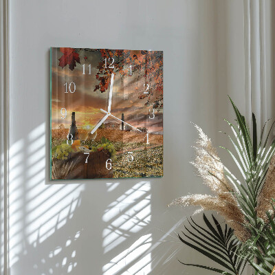 Glass wall clock square Nature wine