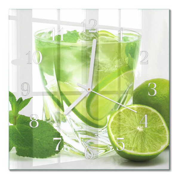 Glass wall clock square Calcium carbonate