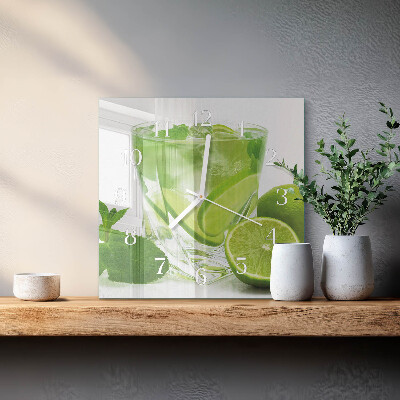 Glass wall clock square Calcium carbonate