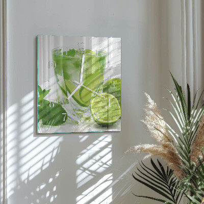 Glass wall clock square Calcium carbonate