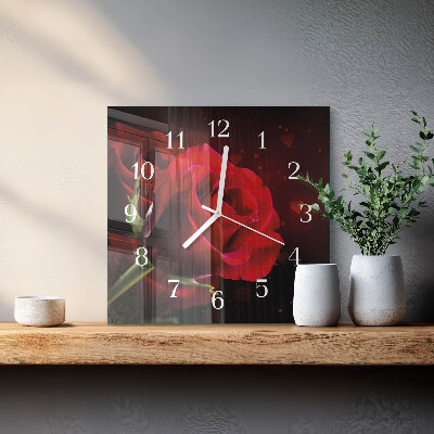 Square wall clock Roses