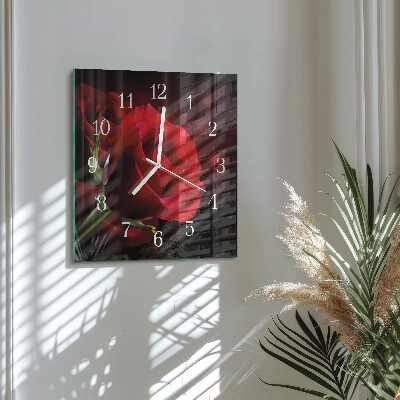 Square wall clock Roses
